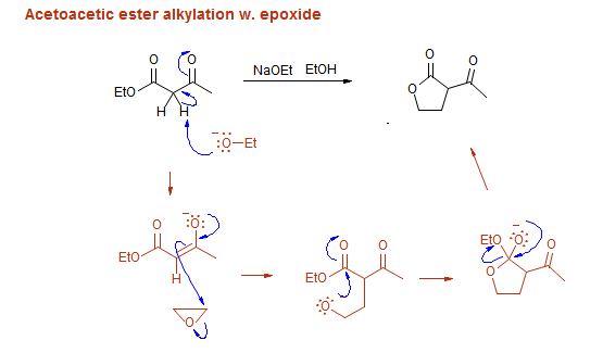 Acetoacetic ester alkylation w. epoxide