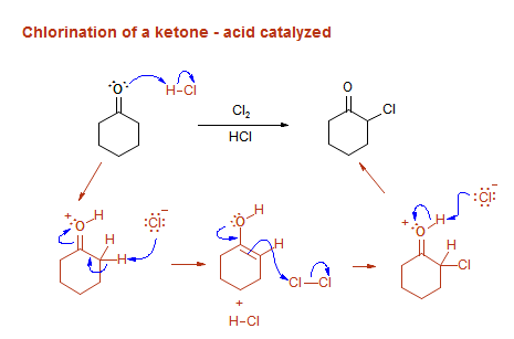 Chlorination of a ketone - acid catalyzed
