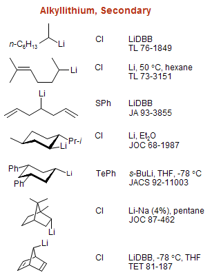 Alkyllithium, Secondary