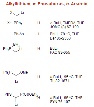 Alkyllithium, α-Phosphorus, α-Arsenic