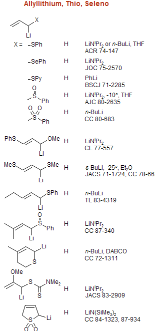 Allyllithium, Thio, Seleno