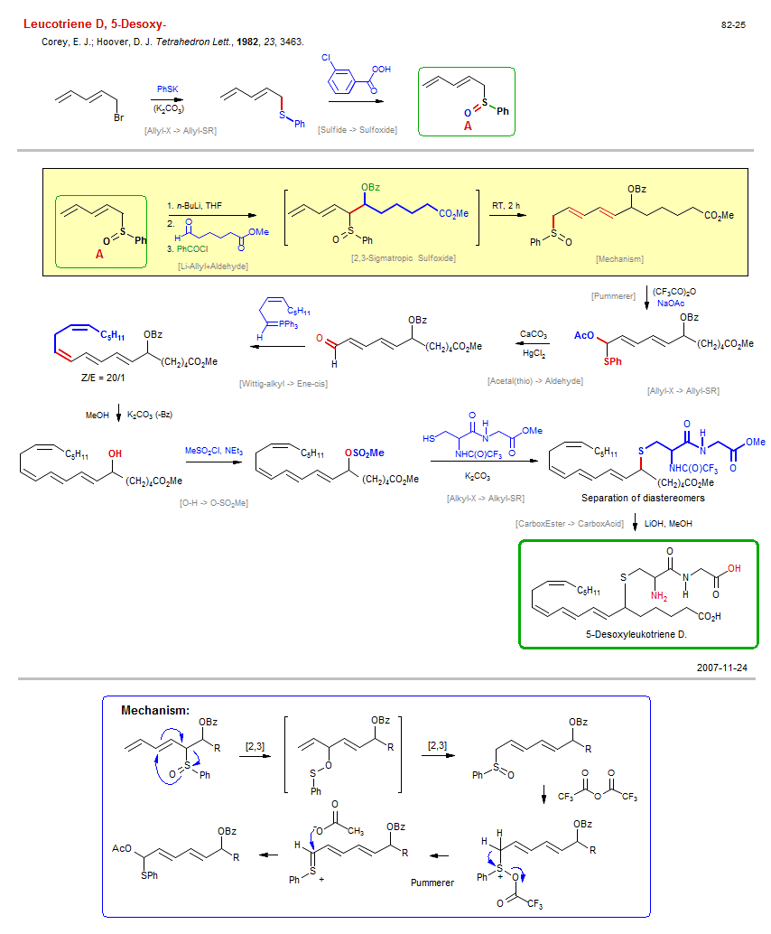 Reaction scheme for total synthesis of the natural product 5-Desoxy-Leucotriene D