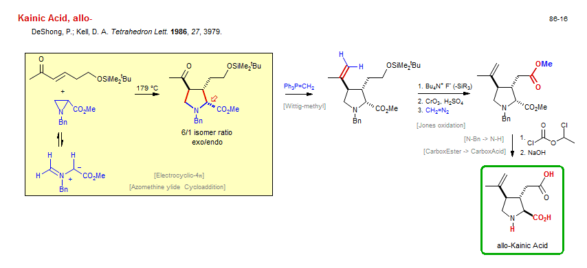 Reaction scheme for total synthesis of the natural product allo-Kainic Acid