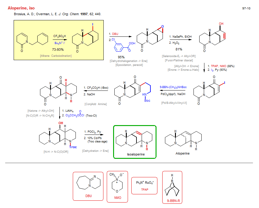 Reaction scheme for total synthesis of the natural product Aloperine, iso