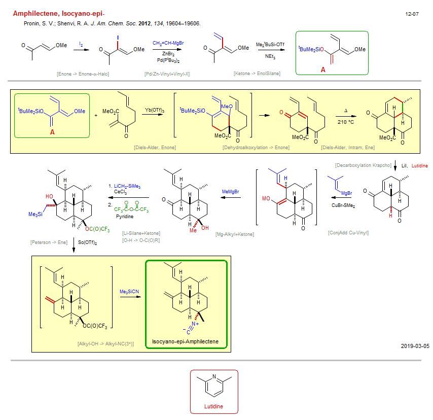 Reaction scheme for total synthesis of the natural product Isocyano-epi-Amphilectene