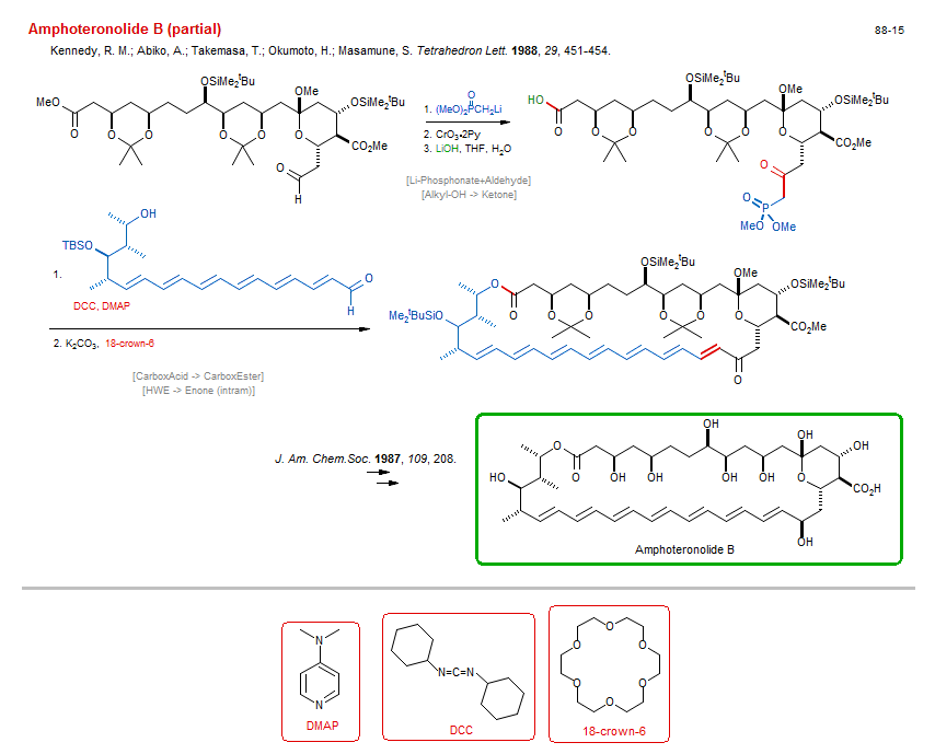 Reaction scheme for total synthesis of the natural product Amphoteronolide B (partial)