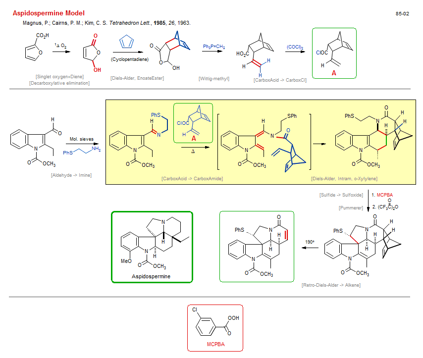 Reaction scheme for total synthesis of the natural product Aspidospermine Model