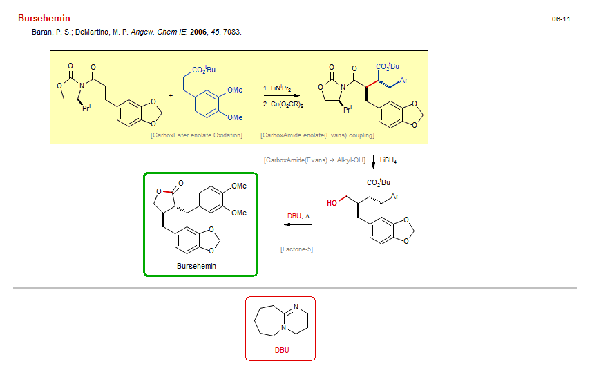 Reaction scheme for total synthesis of the natural product Bursehemin