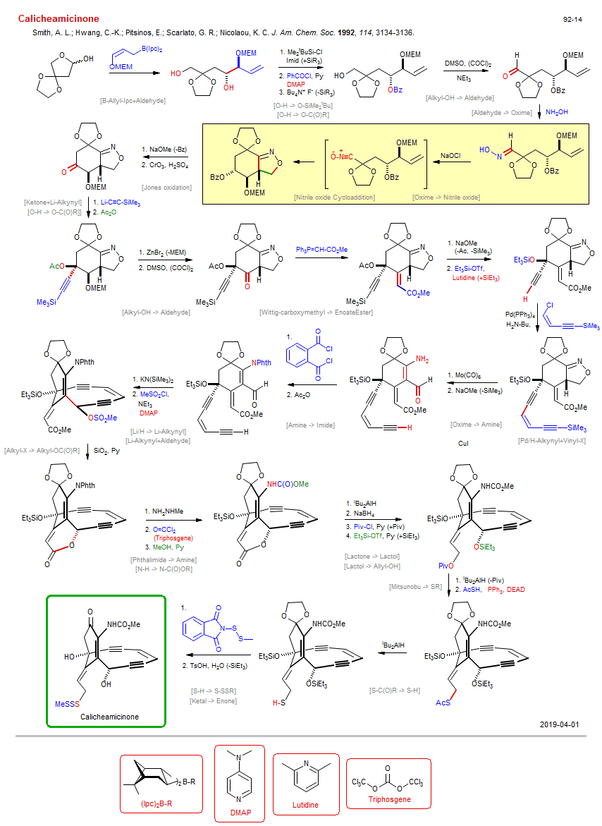 Reaction scheme for total synthesis of the natural product Calicheamicinone <b><i><font color=green>New</font></i></b>