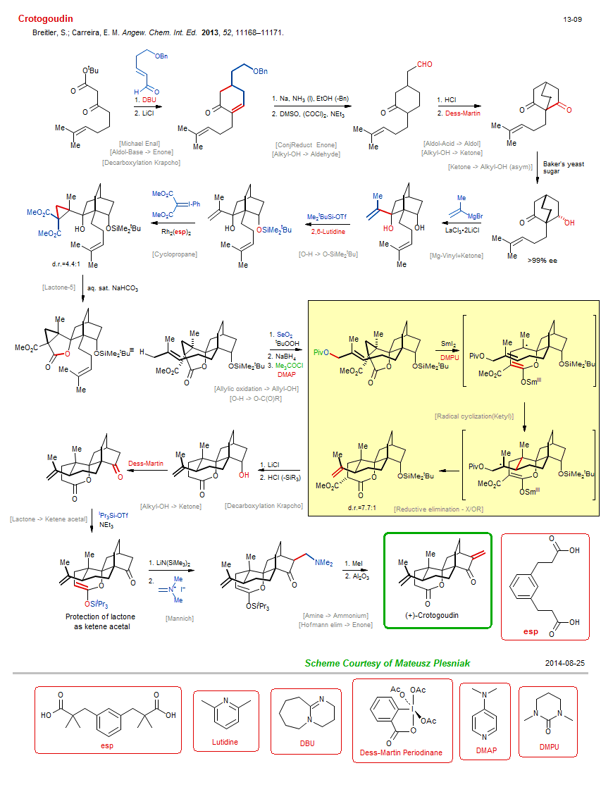 Reaction scheme for total synthesis of the natural product Crotogoudin