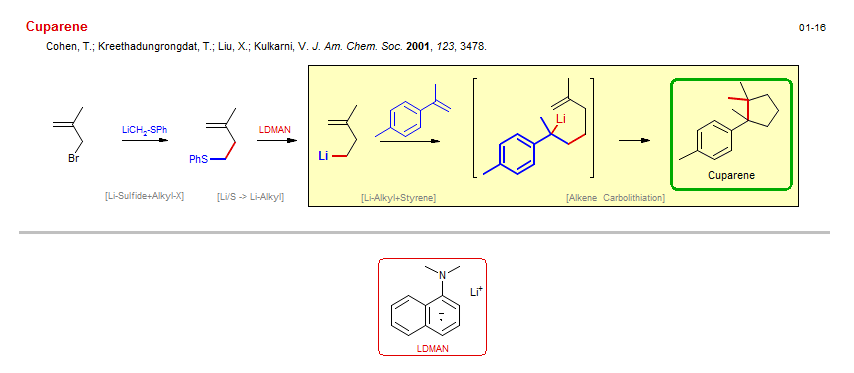 Reaction scheme for total synthesis of the natural product Cuparene