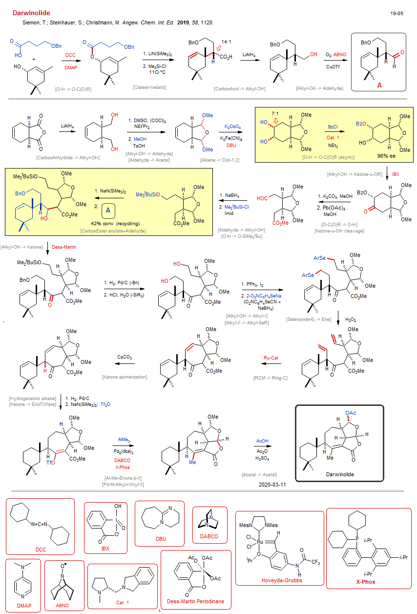 Reaction scheme for total synthesis of the natural product Darwinolide <b><i><font color=red>New</font></i></b>