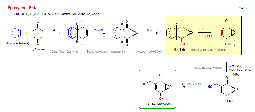 Reaction scheme for total synthesis of the natural product Epi-Epoxydon