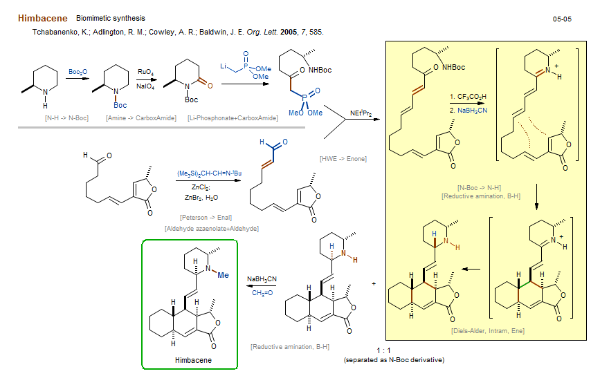 Reaction scheme for total synthesis of the natural product Himbacene