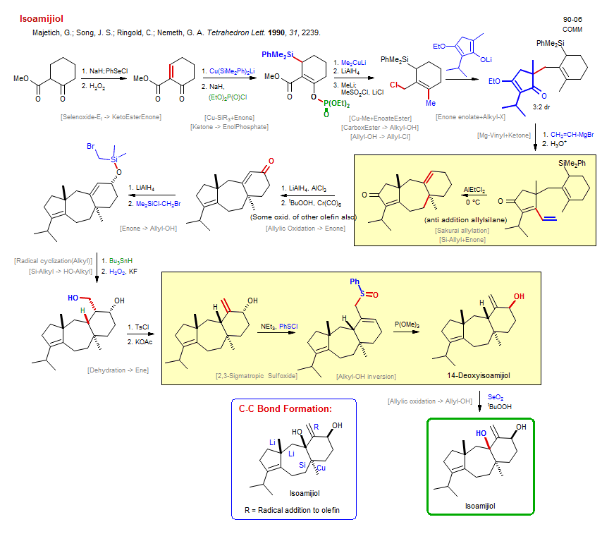 Reaction scheme for total synthesis of the natural product Isoamijiol