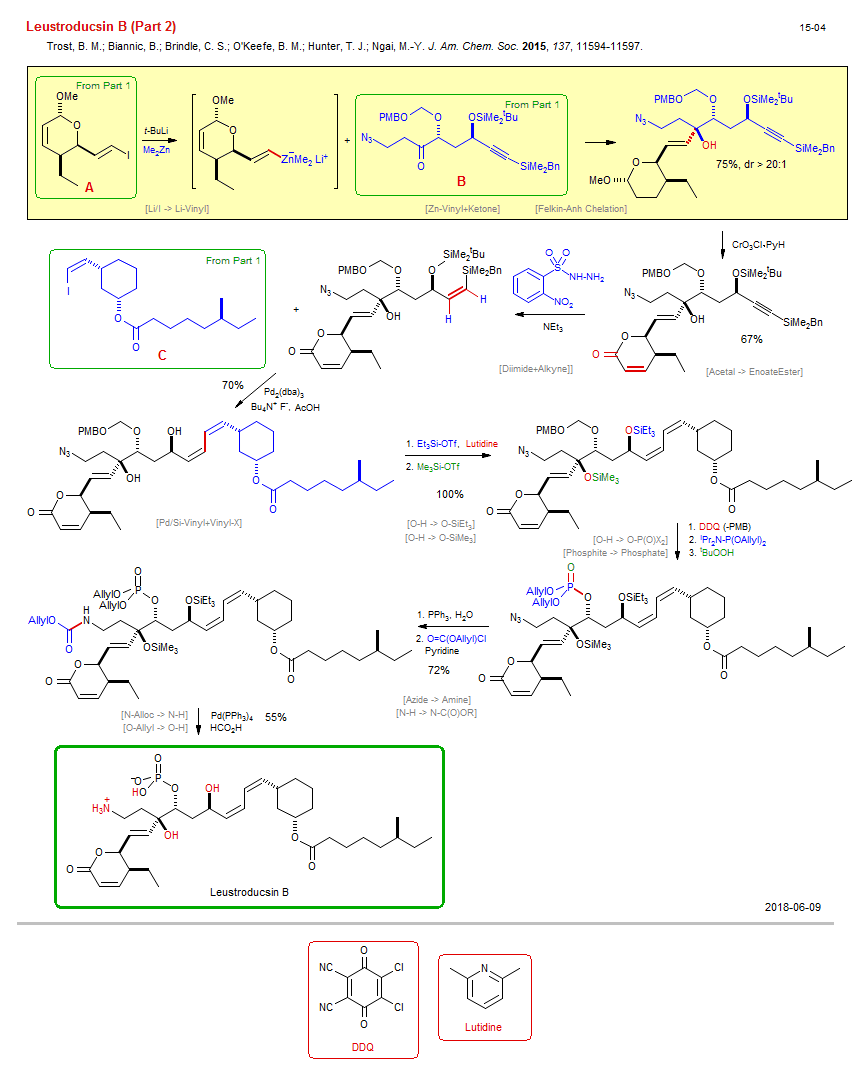 Reaction scheme for total synthesis of the natural product Leustroducsin B (Part 2)