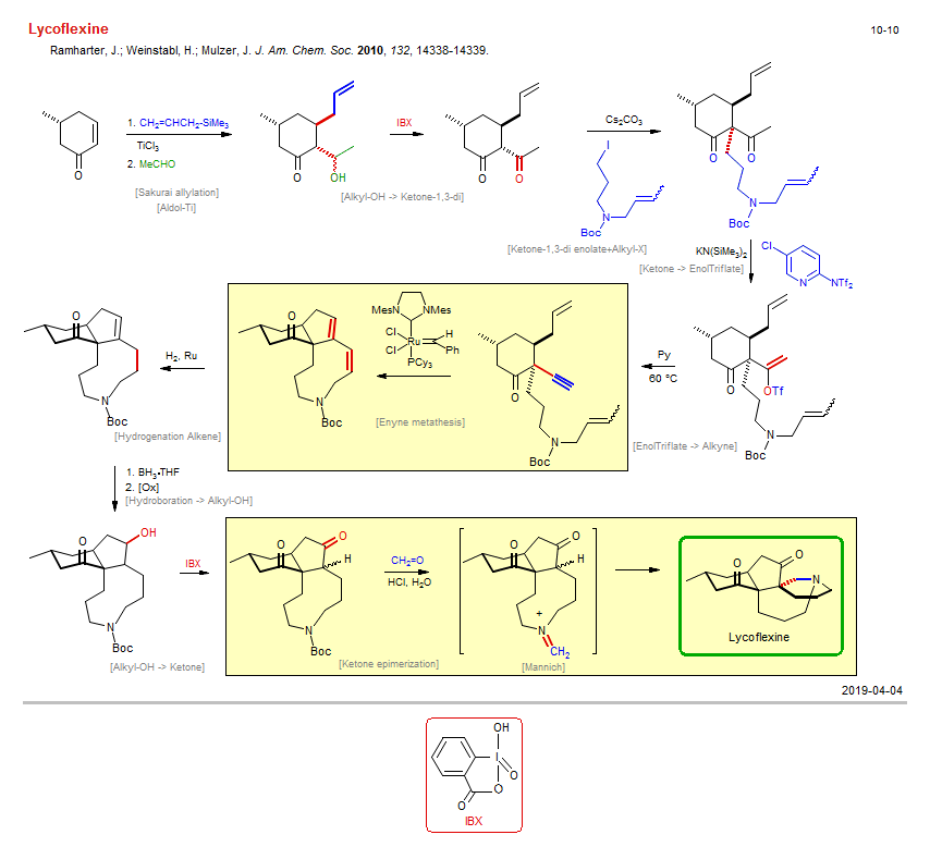 Reaction scheme for total synthesis of the natural product Lycoflexine <b><i><font color=green>New</font></i></b>