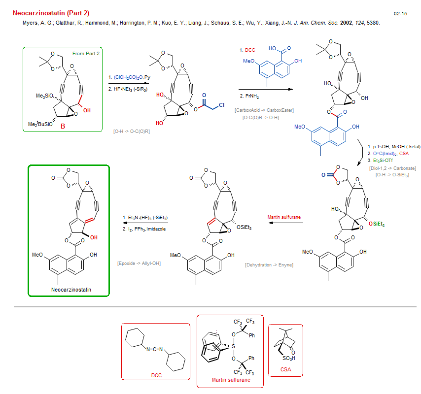 Reaction scheme for total synthesis of the natural product Neocarzinostatin (Part 2)