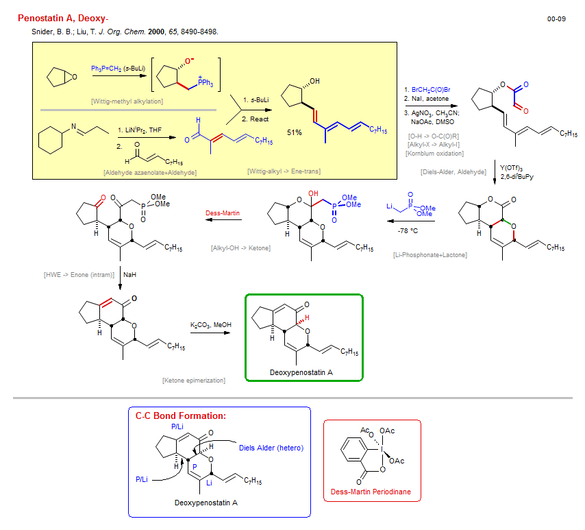 Reaction scheme for total synthesis of the natural product Deoxy-Penostatin A