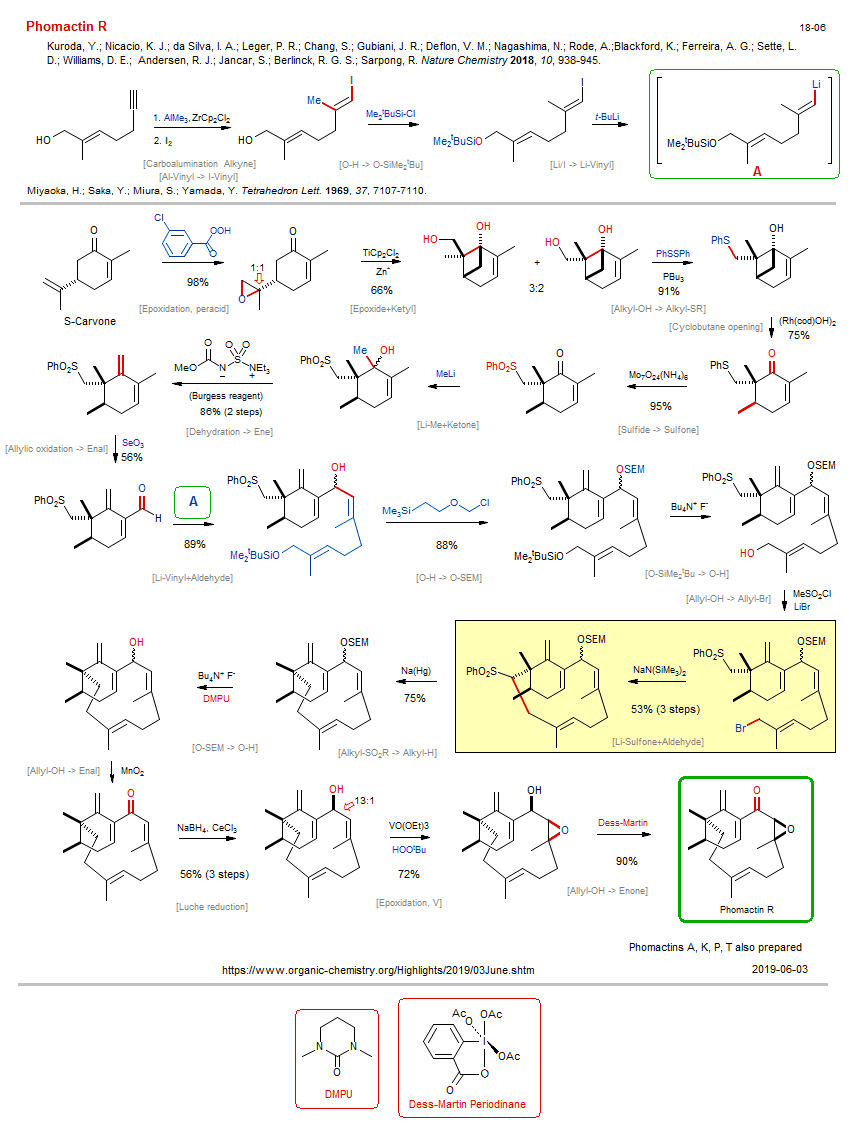 Reaction scheme for total synthesis of the natural product Phomactin R <b><i><font color=green>New</font></i></b>