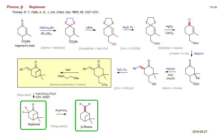 Reaction scheme for total synthesis of the natural product Nopinone <b><i><font color=green>New</font></i></b>