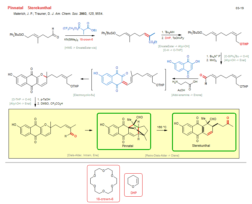 Reaction scheme for total synthesis of the natural product Sterekunthal