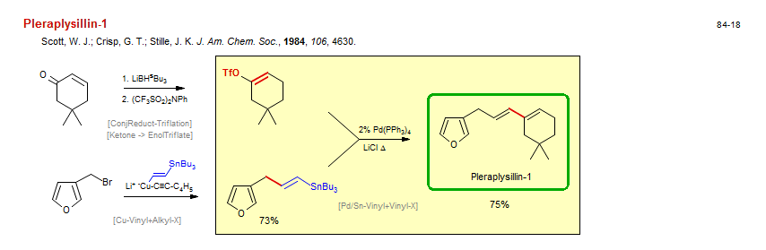 Reaction scheme for total synthesis of the natural product Pleraplysillin-1