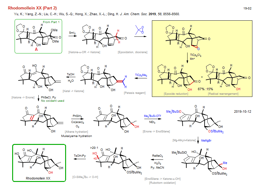 Reaction scheme for total synthesis of the natural product Rhodomollein XX (Part 2) <b><i><font color=green>New</font></i></b>