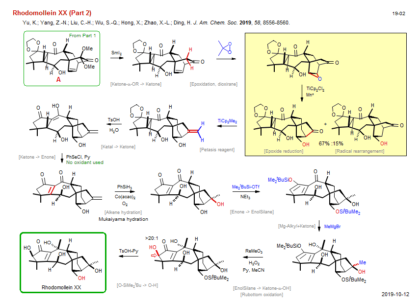 Reaction scheme for total synthesis of the natural product Rhodomollein XX (Part 2) <b><i><font color=green>New</font></i></b>