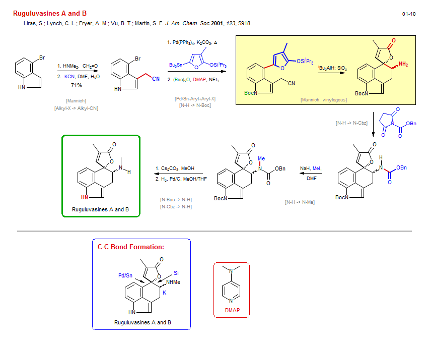 Reaction scheme for total synthesis of the natural product Ruguluvasines A and B