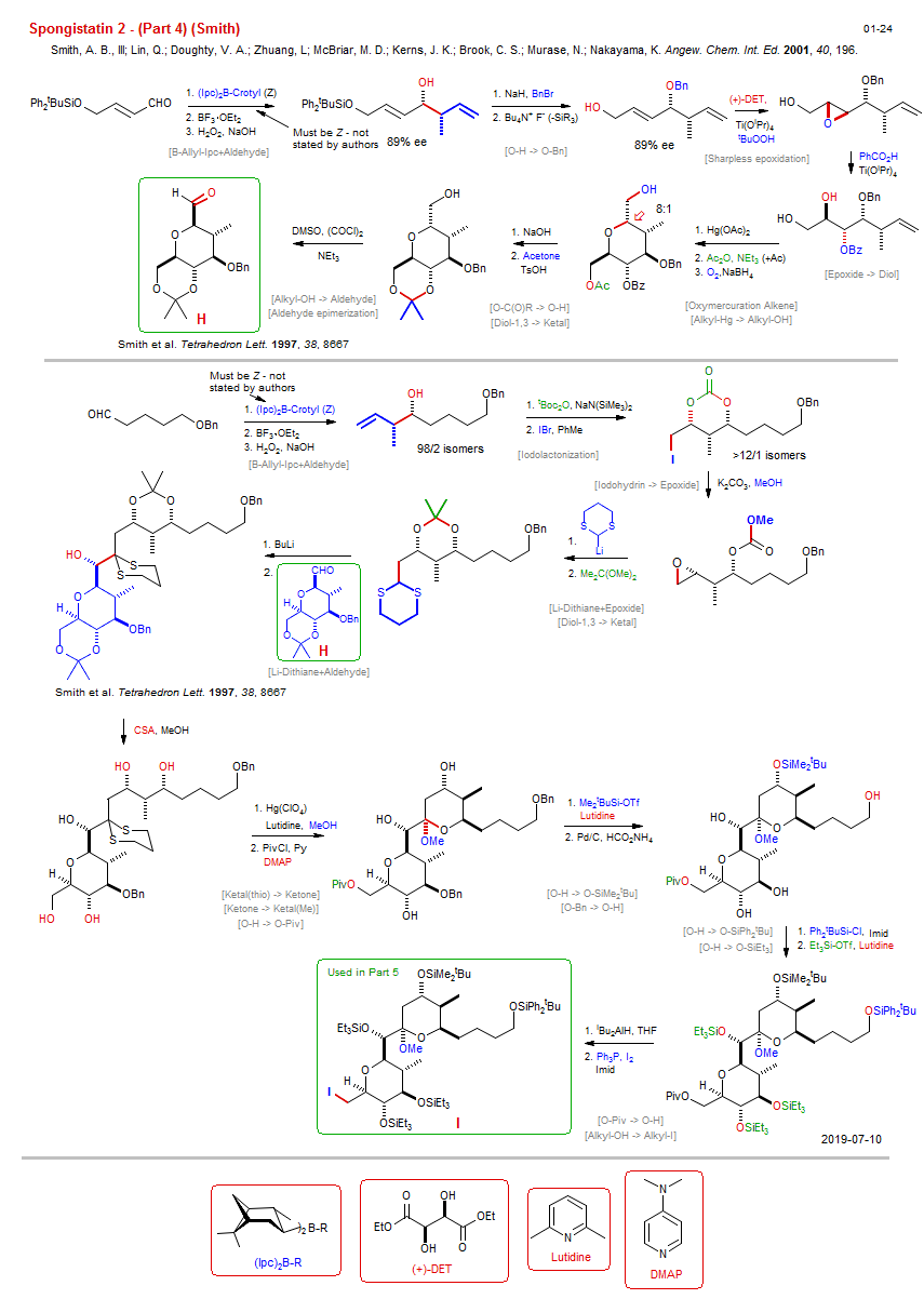 Reaction scheme for total synthesis of the natural product Spongistatin 2 - (Part 4) (Smith) <b><i><font color=green>New</font></i></b>
