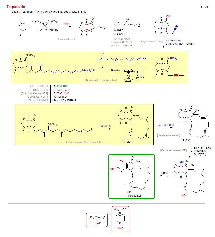 Reaction scheme for total synthesis of the natural product Terpestacin