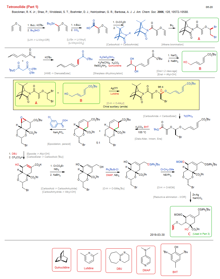 Reaction scheme for total synthesis of the natural product Tetronolide (Part 1) <b><i><font color=green>New</font></i></b>