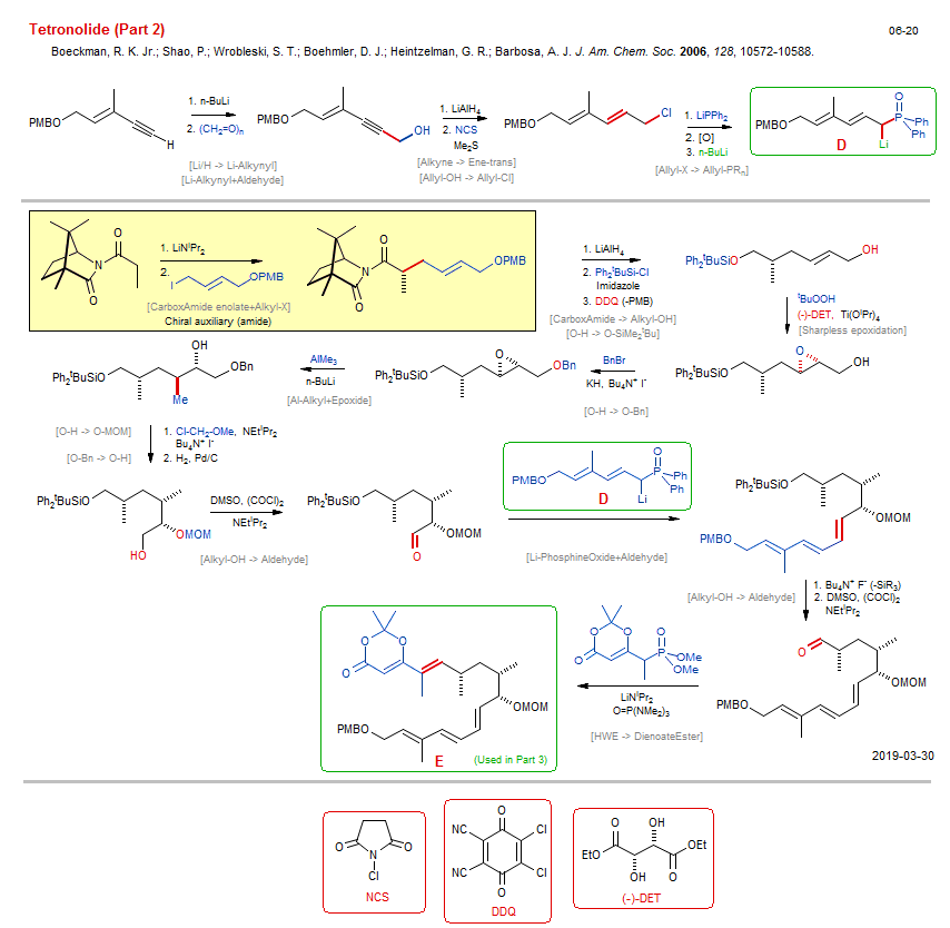 Reaction scheme for total synthesis of the natural product Tetronolide (Part 2) <b><i><font color=green>New</font></i></b>