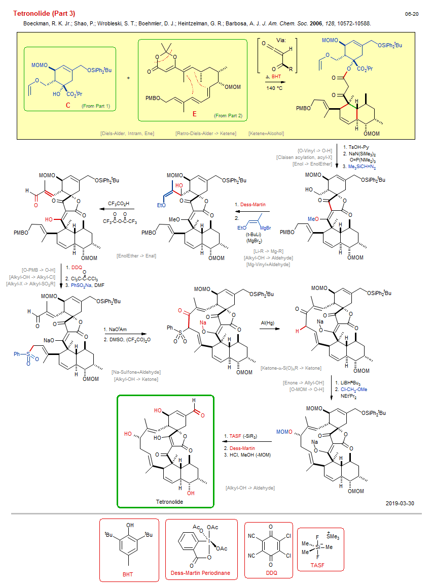 Reaction scheme for total synthesis of the natural product Tetronolide (Part 3) <b><i><font color=green>New</font></i></b>