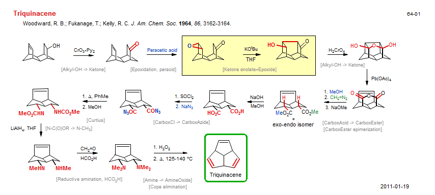 Reaction scheme for total synthesis of the natural product Triquinacene