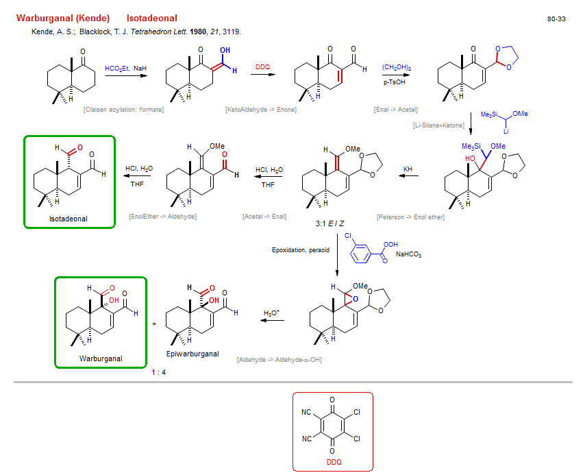 Reaction scheme for total synthesis of the natural product Isotadeonal