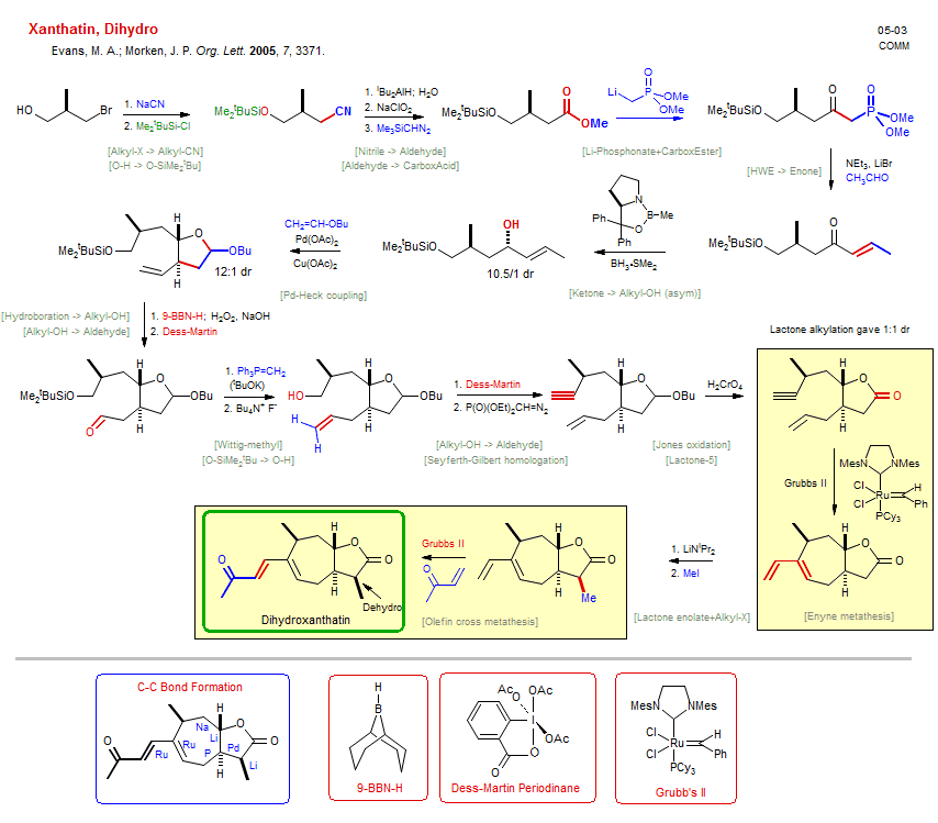 Reaction scheme for total synthesis of the natural product Xanthatin, Dihydro
